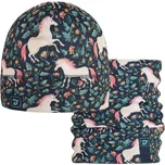 Set funkční čepice a nákrčníku Bruno - vzor 001 - tmavě modrá jednorožci M 52 - 54