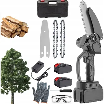 Motorová pila MINI AKU ŘETĚZOVÁ PILA 4" PILKA NA VĚTVE 2XAKU 48V SADA