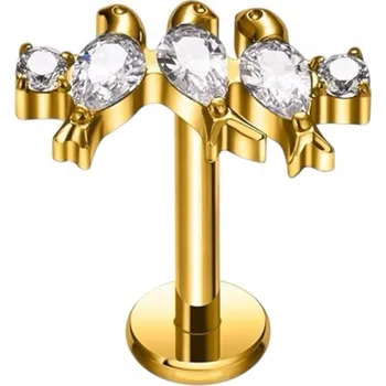 Náušnice PIERCING Zlatý Titanový Labret s Vlaštovkami pro Lobe, Helix, Flat 1.2/6