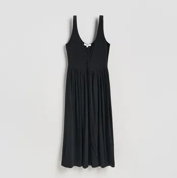 Dámské šaty Reserved - Midi šaty s příměsí viskózy - černý - 513IY-99X - 513IY-99X-M