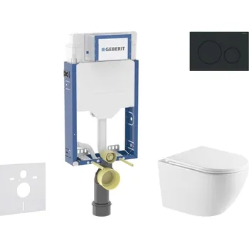 Geberit Kombifix - Set předstěnové instalace, klozetu Oudee a sedátka softclose, tlačítko Sigma20, matná černá/černá SANI15CA5156