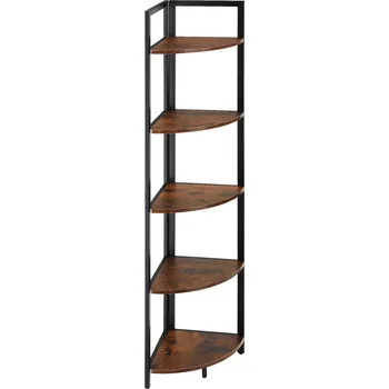 police tectake Rohová police Castlebar 30 × 30 × 150 cm - Industrial tmavé dřevo Černá