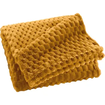 Přehoz na lůžko Douceur d'intérieur Flanelový přehoz 125 × 150 cm Frosty, Zlatý dotek