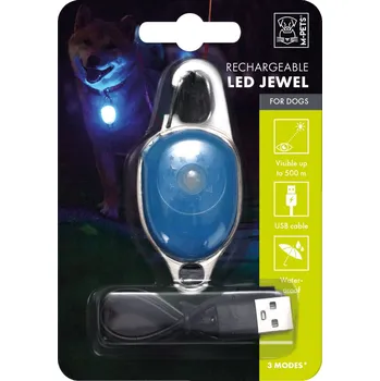 Obojek pro psa M-Pets LED nabíjecí světýlko na obojek - modré