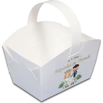 Krabička na výslužku Svatební košíček s girlandou