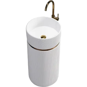 Umyvadlo BPS-koupelny Volně stojící keramické umyvadlo HYD-ST2-WH-WOF-860 ø40 cm, bílé