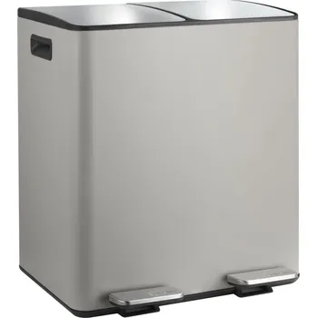 Odpadkový koš Spirella pedálový odpadkový koš na tříděný odpad Aliya, matný šedohnědý, ocel, 2 × 20 l