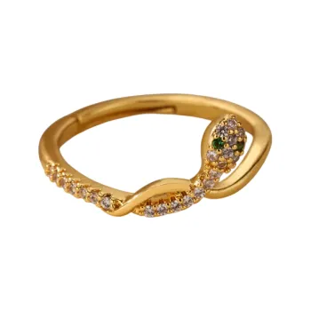 Prsten Dámský prstýnek z nerezové oceli Zlatá barva Otevřený nastavitelný prsten s motivem ještěrky Dekorativní krystaly Zvířecí šperk