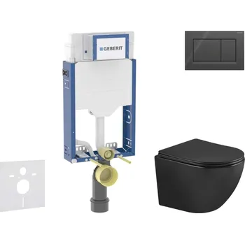Geberit Kombifix - Set předstěnové instalace, klozetu Oudee a sedátka softclose, tlačítko Sigma20, černá lesk/černá mat SANI15CA5506