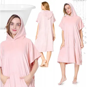 OSUŠKA PONČO S S KAPUCÍ KOUPACÍ PRO DOSPĚLÉ PRO MORŽOVÁNÍ RŮŽOVÁ