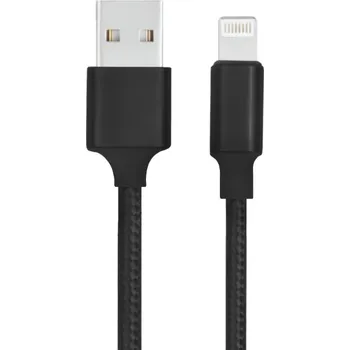 Opletený nabíjecí a datový kabel - USB-A na Lightning - 13 cm - černý