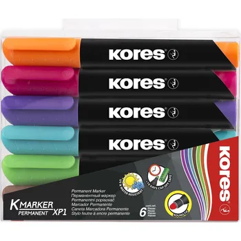KORES K-MARKER permanentní silný - sada 6 barev