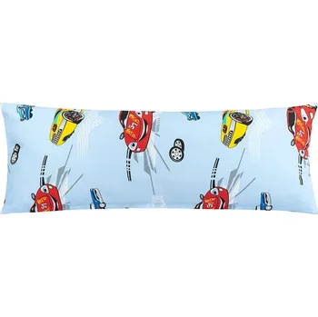 Povlečení BELLATEX Povlak - náhradní manžel polštář 45 × 120 cm, závodní auta modrá