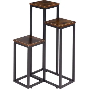 Stojan na květiny ModernHome ME-ATS14 Stojan na květiny 67 cm, 3 police, tmavé dřevo