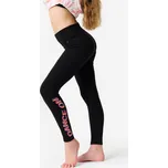 DOMYOS Dívčí legíny na moderní tanec s vyšším pasem 7 LET ORANŽOVÁ|ČERNÁ