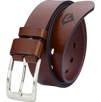 Opasek Pásek Elegantní Pánský Hnědý Kožený Se Stříbrnou Sponou