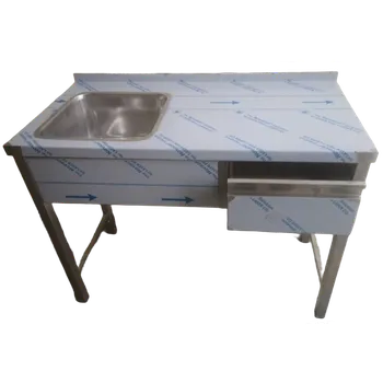 Dílenský stůl PMN - Výroba nerezového zařízení s.r.o. Nerezový mycí stůl s dřezem a zásuvkou 1400 x 600 x 900 mm, dřez 400 x 400 x 250 mm