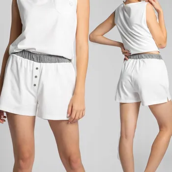 Dámské kraťasy VÝPRODEJ MÓDNÍ DÁMSKÉ BAVLNĚNÉ ŠORTKY KRÁTKÉ BOXERKY ECRU 44 XXL