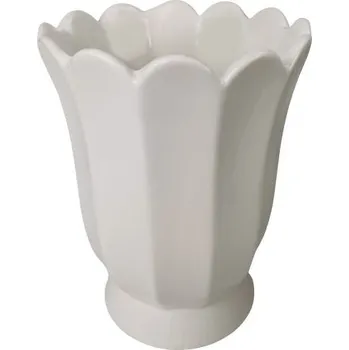 Květináč Bílá keramická váza Luno – 14,2 × 14,2 × 18 cm