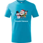 Vánoční dětské tričko Santa a kamarádi Barva: Tyrkysová, Velikost: 12