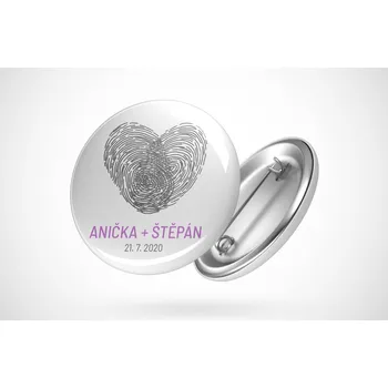 Svatební placka s otisky Průměr placky: 25 mm