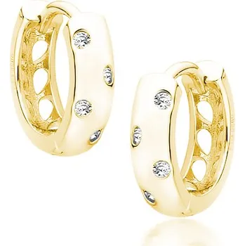 Náušnice Pozlacené stříbrné náušnice kroužky se zirkony - Meucci SLE376