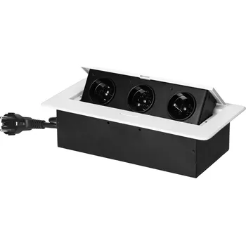 Elektrická zásuvka GM 9033 - výklopná vestavná zásuvková skříňka - 3 zásuvky 230V, různé barvy Barva: Bílá