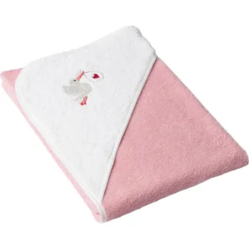 Dětská osuška s kapucí růžovo-bílá s výšivkou Čapí pošta: 75x75cm