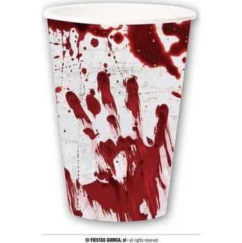 Kojenecká láhev Papírové kelímky - krvavé otisky - Halloween - 6ks