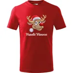 Vánoční dětské tričko sob v čepici Barva: Červená, Velikost: 10