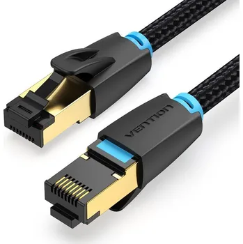 Datový kabel Vention Cotton Braided Cat.8 SFTP Patch Cable 2m Black