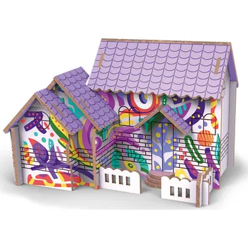 Puzzle Wiky Puzzle 3D dřevěné dům s barvami