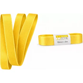 Stuha Stuha taftová SUNNY YELLOW žlutá 15mm x 3m (6,-Kč/m) (Stuha taftová, barva žlutá, oboustranná, tkaním zesílené okraje, skládaná)