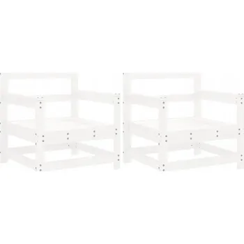 Zahradní židle, 2 ks, bílé, masivní borovicové dřevo