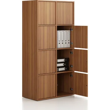 Kancelářská sestava Kancelářská skříň FRAME, 8x dveře, 872 x 450 x 1735 mm, PUSH-lock, ořech