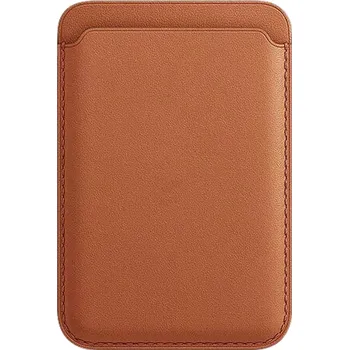 Pouzdro na mobilní telefon AlzaGuard Genuine Leather Wallet Compatible with Magsafe sedlově hnědá