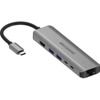 USB hub AlzaPower Metal USB-C Dock Station 6v1 with 8K vesmírně šedý