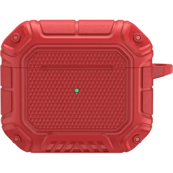 Pouzdro na mobilní telefon Odolný obal s karabinou pro AirPods 3 - červený