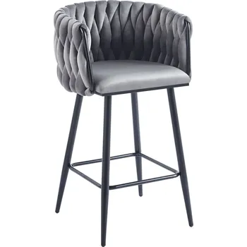 Barová židle Barová židle GLAMOUR PRINCESS (šedá) - černý rám