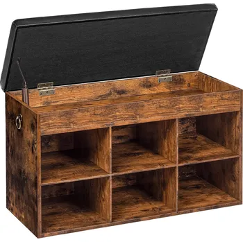 Nábytek Vasagle Botník s lavicí a úložným prostorem Carmio 80 cm, černo-hnědý