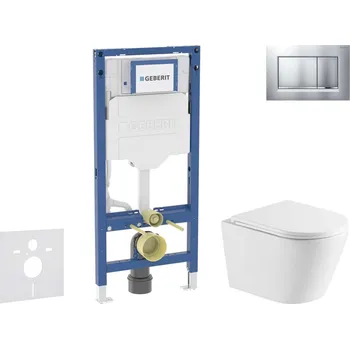 WC sada Geberit Duofix - Set předstěnové instalace, klozetu Nefia a sedátka softclose, tlačítko Sigma20, lakovaný chrom mat/chrom SANI11CA2106