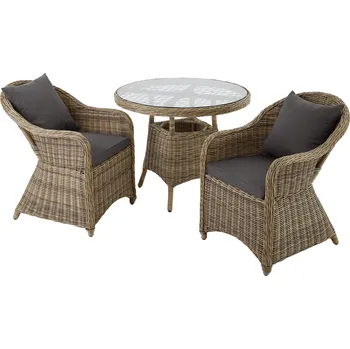 Zahradní sestava TecTake Curych 2+1, ratan, hnědý