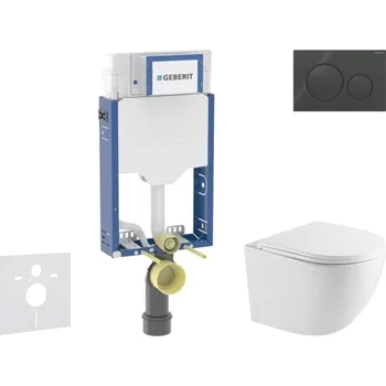 Geberit Kombifix - Set předstěnové instalace, klozetu Oudee a sedátka softclose, tlačítko Sigma20, černá lesk/černá mat SANI15CA5148