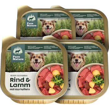 Krmivo pro psa Pure Nature Dog Adult paštika Hovězí a Jehněčí 4 × 150 g