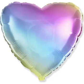 Balónek foliový 45cm srdce duhový
