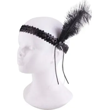 Pokrývka hlavy Funny Fashion Čelenka s peřím, černá, Charlestone