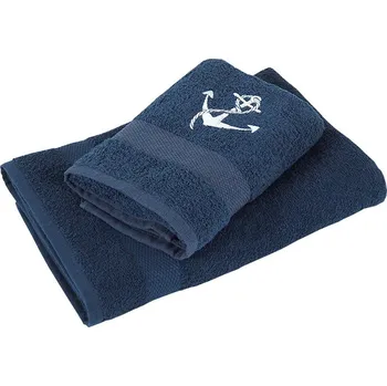 B.E.S. PETROVICE Osuška froté Adria s výšivkou Kotva 70 × 140 cm, navy