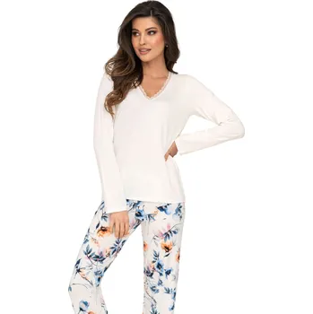 Dámské pyžamo Dámské dlouhé pyžamo Donna Astrid long L Bílá