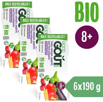 Dětská výživa Good Gout BIO Špagety s lilkem a hovězím masem 3× (2×190 g)