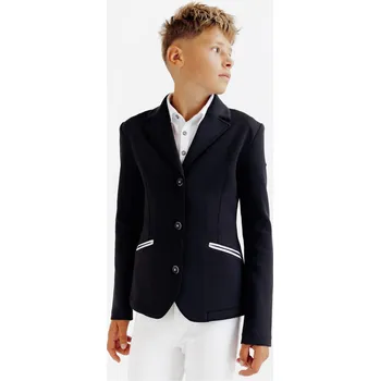 Jezdecké sako FOUGANZA Dětské závodní jezdecké sako 500 10 LET BÍLÁ|ČERNÁ